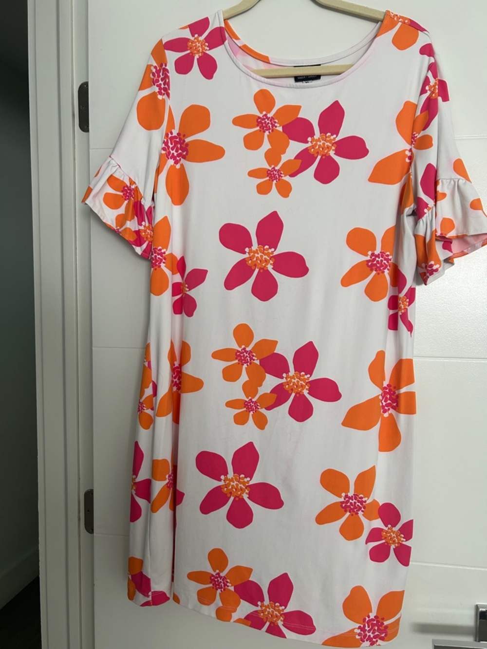 Sailor Sailor White Floral Dress with Pink & Orange Blooms size XL
